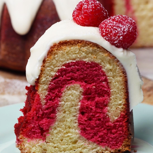 Raspberry marble pound cake