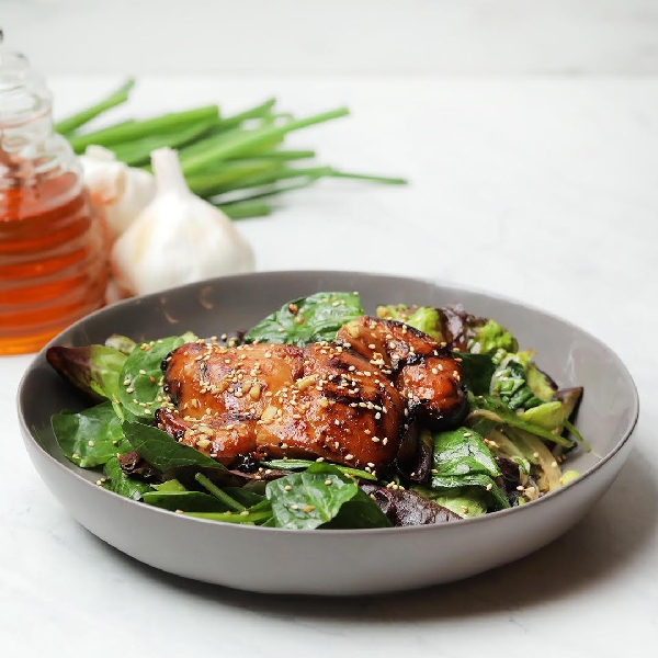 Delicious air fried chicken with sesame salad