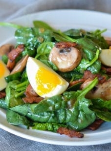 Spinach salad with warm bacon dressing