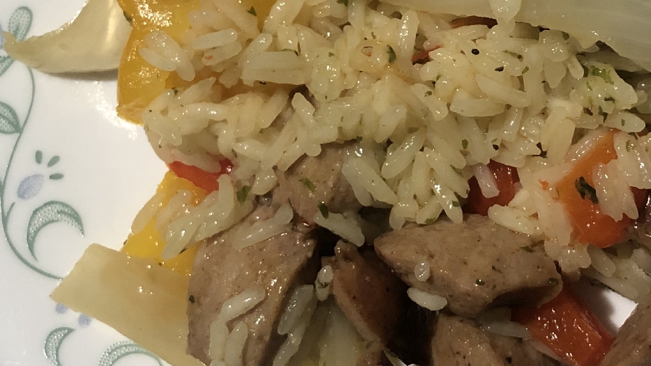 Smoked chicken sausage and rice bowl