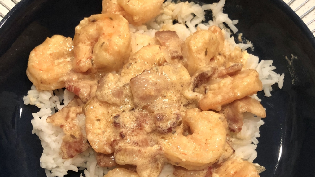 Curry shrimp a la flégeau