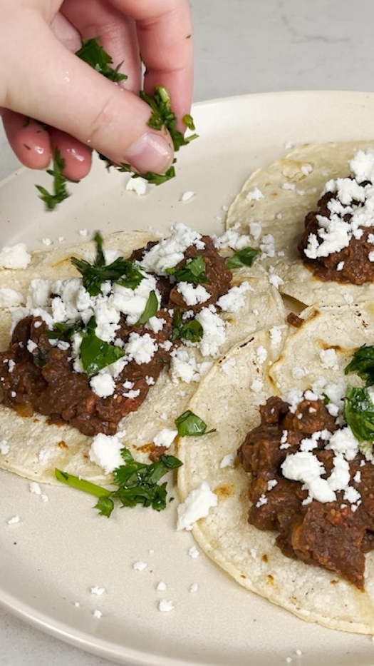 Chorizo and bean tacos