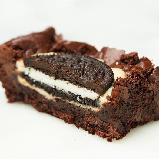 Chocolate cookie cheesecake-stuffed brownies