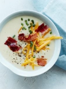 Creamy potato soup with bacon & cheddar