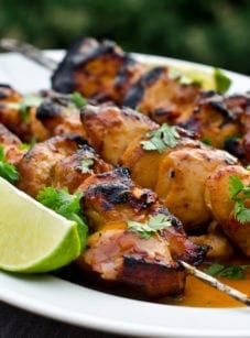 Honey, lime & sriracha chicken skewers