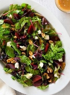 Roasted beet salad with goat cheese, walnuts & honey-dijon vinaigrette