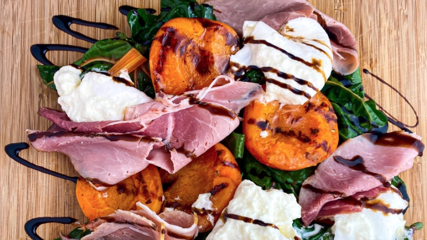 Grilled apricot & burrata board