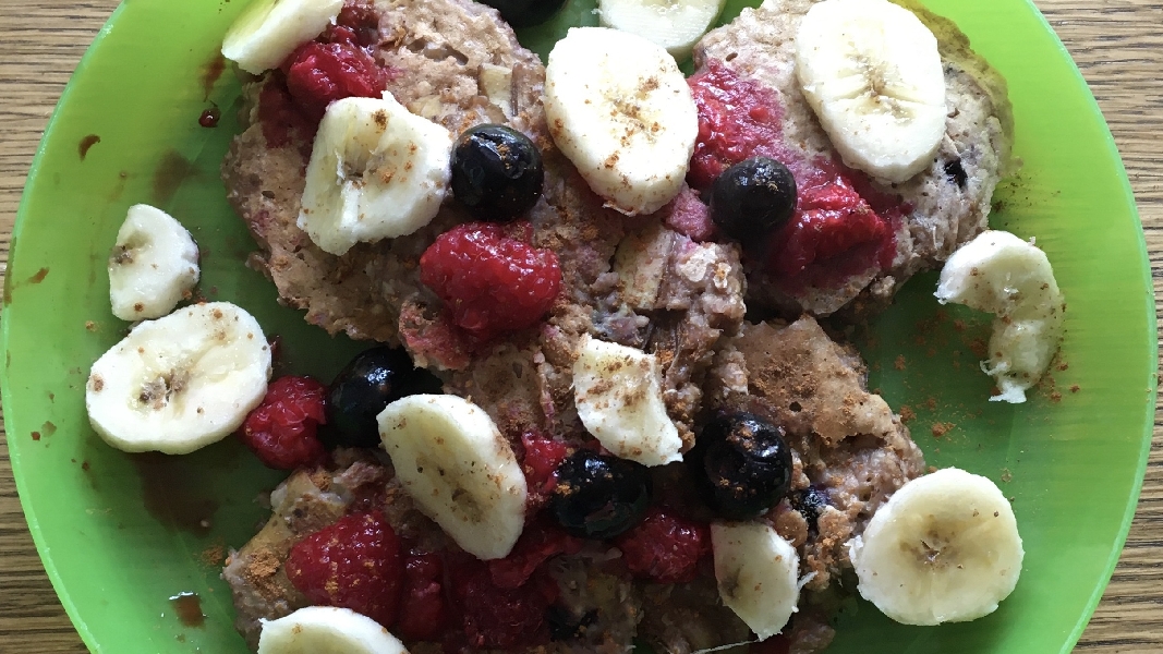 Healthy vegan banana peel pancakes