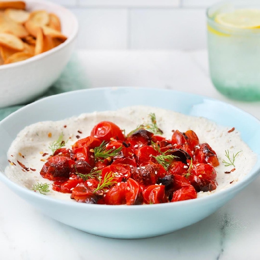 Whipped feta dip with marinated tomatoes