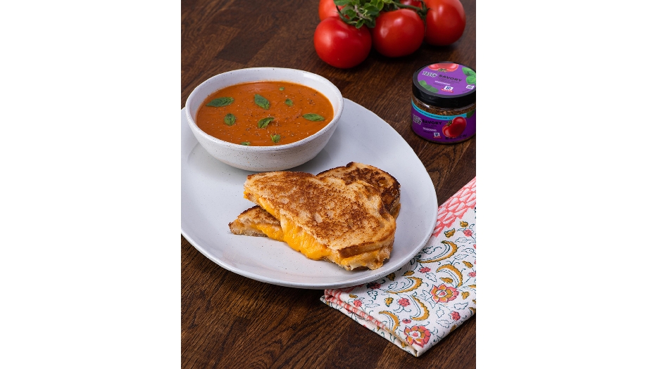 Roasted tomato soup and grilled cheese