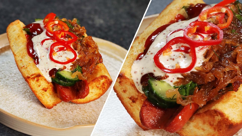 Herby street dog sandwich