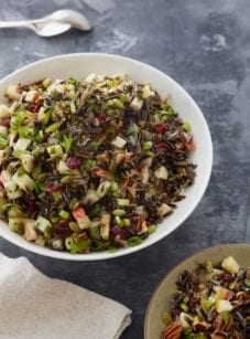 Wild rice salad with dried cranberries, apples & orange vinaigrette