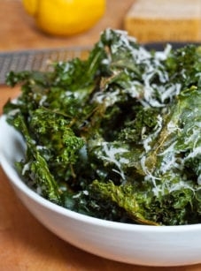 Crispy kale chips with lemon and parmesan