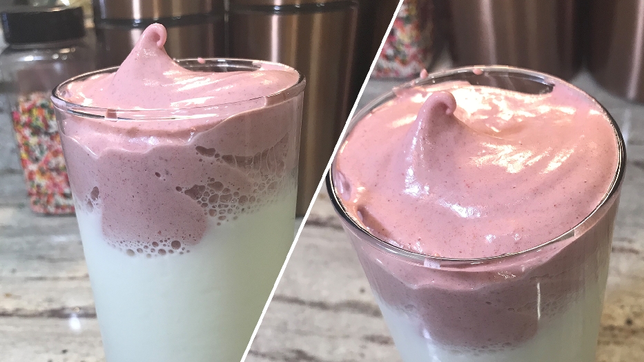 Dalgona-inspired strawberry milk