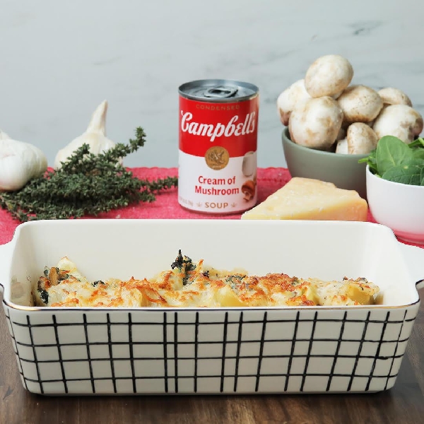 Mushrooms and greens stuffed shells