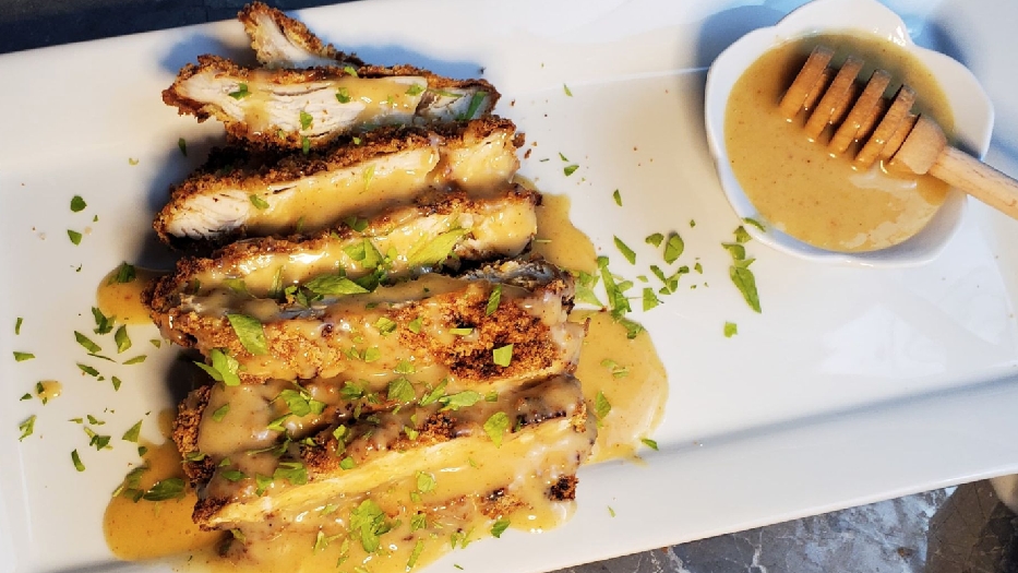 Air fryer sweet honey mustard chicken