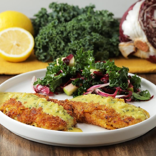 Crispy pork chop with honey mustard