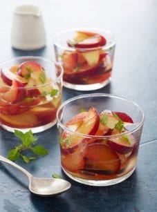 Stone fruit with ginger-lime syrup and mint