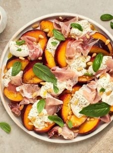Summer peach & burrata salad with prosciutto