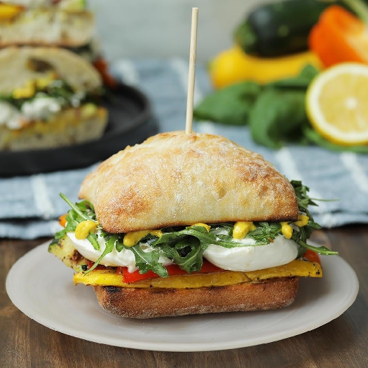 Grilled veggie & burrata sandwich