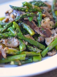 Sautéed wild mushrooms and roasted asparagus