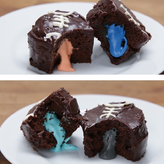 Stuffed super bowl cupcakes