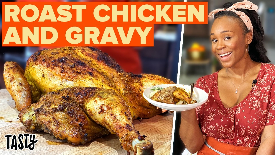 Roasted spatchcock chicken and giblet gravy