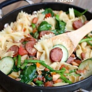 Smoked sausage, white bean and vegetable pasta