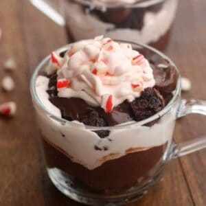 Peppermint brownie trifle